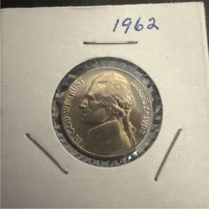 1962 jefferson nickel no mint mark Off Center